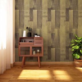img 2 attached to 15.7''X354'' Brown Wood Wallpaper Peel & Stick - Waterproof Removable Contact Paper Self Adhesive Vinyl Film Decorative Wall Covering For Cabinets, Furniture, Countertops Bedroom | VEELIKE