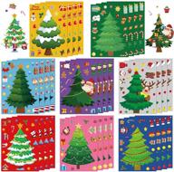 novwang 32 sheets christmas stickers for kids, make a christmas tree stickers, kids diy make your own stickers for christmas party games sticker crafts holiday stickers for boys girls xmas gifts logo