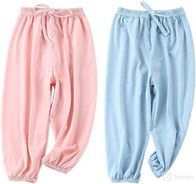 img 4 attached to 👶 Soft Slub Cotton Harem Pants for Baby Girls - 2 Pack of Bouclede Long Bloomers (12M-7T)