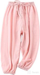 img 3 attached to 👶 Soft Slub Cotton Harem Pants for Baby Girls - 2 Pack of Bouclede Long Bloomers (12M-7T)