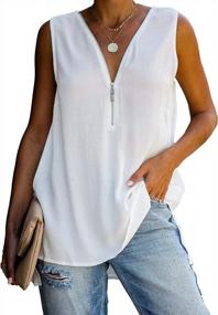 img 4 attached to Chic And Comfortable: Allimy Women'S Sleeveless Chiffon Tank Top With Zipper Detail