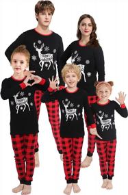 img 4 attached to Cozy Up This Christmas With Matching Red Pajama PJ Sets For The Whole Family