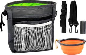 img 4 attached to 🐾 Grey Dog Training Pouch Bag with Waste Bags Dispenser, Collapsible Bowl - Treat Bag for Dogs with Treats, Kibbles, Pet Toys, and Personal Effects - 3 Convenient Ways to Wear