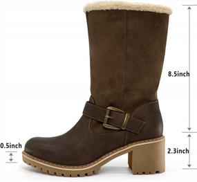 img 2 attached to Women'S Cute Warm Winter Snow Ankle Booties Chunky Mid Heel Round Toe Boots