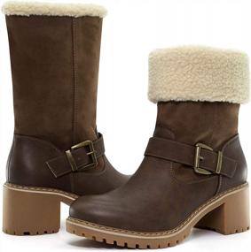 img 4 attached to Women'S Cute Warm Winter Snow Ankle Booties Chunky Mid Heel Round Toe Boots