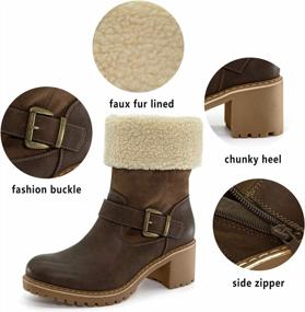 img 1 attached to Women'S Cute Warm Winter Snow Ankle Booties Chunky Mid Heel Round Toe Boots