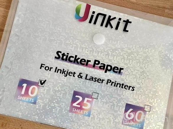 img 1 attached to 10Pack Uinkit Holographic Sticker Paper 8.5X11In - Waterproof, Quick-Drying Vinyl For Inkjet & Laser Printers (Variety Pack Of 5 Colors) review by Lauren Negron