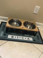 img 1 attached to 🐾 Drymate Personalized Pet Bowl Placemat – Custom Dog & Cat Feeding Mat | Absorbent Fabric, Waterproof Backing | Machine Washable, Durable (USA Made) – Linen Tan (12" x 20") review by Matt White
