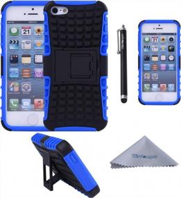 img 4 attached to Heavy Duty 2-In-1 Rugged Protective Case For IPhone SE 1St Gen, 5 & 5S - Blue/Black