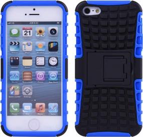 img 3 attached to Heavy Duty 2-In-1 Rugged Protective Case For IPhone SE 1St Gen, 5 & 5S - Blue/Black