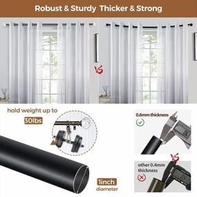 img 2 attached to KAMANINA 1 Inch Curtain Rod Telescoping Single Drapery Rod 72 To 144 Inches (6-12 Feet), Crystal Netted Texture Finials, Black