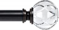 kamanina 1 inch curtain rod telescoping single drapery rod 72 to 144 inches (6-12 feet), crystal netted texture finials, black логотип
