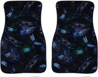 🐉 premium car front mats: eleqin animals dragonfly pattern 2-piece set - universal anti-skid floor mat for cars, trucks, sedans - auto foot carpets for maximum protection and stylish decor (black) logo