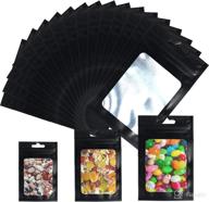 🛍️ korlon 100 pcs resealable mylar bags: smell proof candy holographic ziplock bags with front window - ideal for food storage, coffee beans, jewelry packaging | 3 sizes available логотип