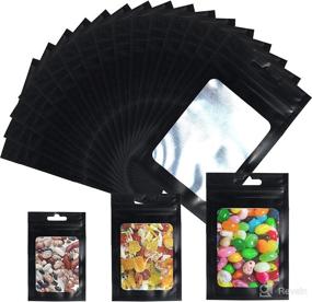 img 4 attached to 🛍️ Korlon 100 Pcs Resealable Mylar Bags: Smell Proof Candy Holographic Ziplock Bags with Front Window - Ideal for Food Storage, Coffee Beans, Jewelry Packaging | 3 Sizes Available