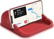 🚗 loncaster car phone holder: non-slip silicone mat for dashboards, compatible with iphone, samsung & android smartphones - red logo