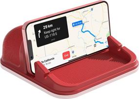 img 4 attached to 🚗 Loncaster Car Phone Holder: Non-Slip Silicone Mat for Dashboards, Compatible with iPhone, Samsung & Android Smartphones - Red