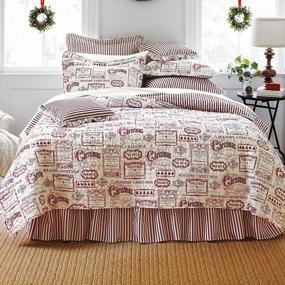 img 1 attached to BrylaneHome Vintage Christmas 4 Piece Quilt Set - Full/Queen, Ivory Red Beige