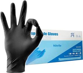 img 4 attached to 🧤 5R Black Nitrile Gloves - Disposable, Latex-Free, Powder-Free with Texture for Safe Working