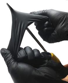 img 1 attached to 🧤 5R Black Nitrile Gloves - Disposable, Latex-Free, Powder-Free with Texture for Safe Working