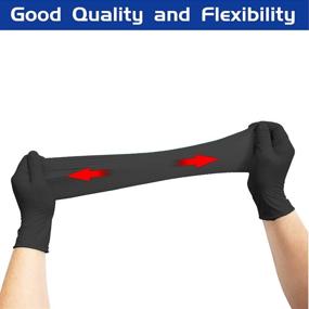 img 3 attached to 🧤 5R Black Nitrile Gloves - Disposable, Latex-Free, Powder-Free with Texture for Safe Working