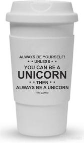 img 4 attached to 🦄 Funny Guy Mugs Always Be Yourself Unless You Can Be A Unicorn Travel Tumbler: 16-Ounce, White, with Removable Insulated Silicone Sleeve