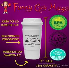 img 3 attached to 🦄 Funny Guy Mugs Always Be Yourself Unless You Can Be A Unicorn Travel Tumbler: 16-Ounce, White, with Removable Insulated Silicone Sleeve