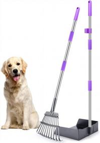 img 4 attached to TNELTUEB Large Dog Pooper Scooper Set Extra Metal Pet Poop Tray & Rake With Adjustable Long Handle For Pet Waste Removal Scooper Great For Gravel/Grass/Street