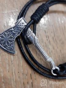 img 7 attached to 🪓 LIKGREAT Viking Perun's Axe Helm of Awe Talisman Leather Rope Bracelets: Anchoring Strength and Style