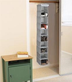 img 1 attached to 👞 Maximize Closet Space with Simple Houseware's 10-Shelf Hanging Shoes Organizer Holder in Grey