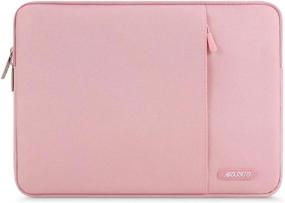 img 4 attached to Pink Laptop Sleeve Bag For MacBook Air And Pro 13 Inch M2/M1, A2681, A2337, A2179, A1932, A2338, A2251, A2289, A2159, A1989, A1706, A1708 - Polyester Vertical Case With Pocket By MOSISO