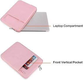 img 1 attached to Розовая сумка для ноутбука MacBook Air и Pro 13 дюймов M2 / M1, A2681, A2337, A2179, A1932, A2338, A2251, A2289, A2159, A1989, A1706, A1708 - вертикальный чехол из полиэстера с карманом от MOSISO