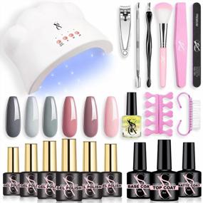 img 4 attached to Get Perfect Salon-Quality Nails With SXC Cosmetics G-44 Gel Nail Polish Kit: 6 Shades Of Grey, Nude, And Pink With 48W Nail Lamp And Top/ Base Coats For DIY And Professional Use