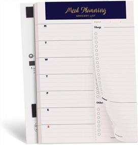 img 3 attached to Navy Blue Magnetic Meal Planner Bundle - 6"X9" Weekly Notepad With Perforated Grocery Shopping List, 4 Slim Ballpoint Pens In Gift Box (Metallic Gold Finish, Black Ink)