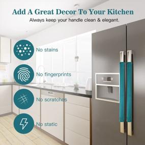 img 3 attached to Keep Your Kitchen Appliances Clean And Stylish With Nuovoware'S Teal Door Handle Covers By Protecting From Smudges, Fingerprint, And Oil Stains - Set Of 4