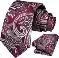 classic floral paisley ties for men - extra long silk necktie and pocket square handkerchief set for formal weddings логотип