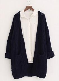img 2 attached to Futurino Women'S Chunky Cable Aran Knit Cardigan - Oversized & Open Front Sweater