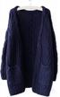 futurino women's chunky cable aran knit cardigan - oversized & open front sweater logo