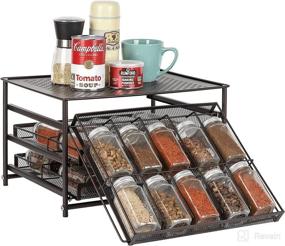 img 4 attached to 🌶️ PINPON 3-Tier Spice Rack Organizer for Cabinet, 30-Grid Seasoning Drawer Organization, Pull-Out Condiment Shelf for Kitchen Countertop Cupboard Pantry - Brown