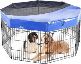 img 4 attached to Navatiee Exercise Pen Cover - Prevent Escape, Sunshade, Sun/Rain Proof Pet Playpen Cover for Indoor/Outdoor Use (Fits 24 Inch 8 Panel), Blue - Playpen Not Included!