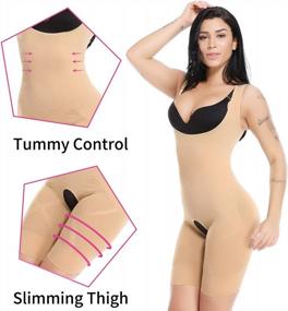 img 1 attached to SLIMBELLE Seamless Firm Tummy Control Shapewear Bodysuit With Open Bust And Mid-Thigh Coverage - Grey Full Body Shaper For Dress-Up