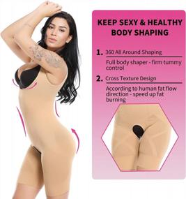 img 3 attached to SLIMBELLE Seamless Firm Tummy Control Shapewear Bodysuit With Open Bust And Mid-Thigh Coverage - Grey Full Body Shaper For Dress-Up