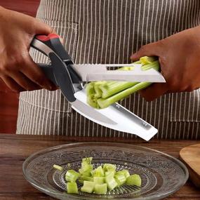 img 1 attached to Multi-Purpose Kitchen Tool Set: Detachable Scissors, Cutting Board, Food Cutter, Stainless Steel Clever Cutter, Peeler, Bottle Opener, And Salad Chopper By WALLOP