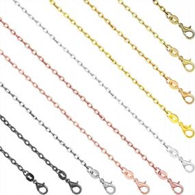 img 4 attached to 50-Pack Necklace Chains For Jewelry Making With Lobster Clasps - 18 Inches Bulk Cable Chain In 10 Colors For Crafting By SANNIX