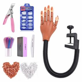 img 4 attached to Flexible And Moveable Nail Training Hand Kit For Acrylic Nails - Includes Mannequin Hand, Fake Nail Tips, Nail Files, And Clippers