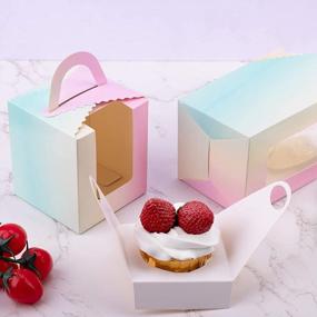 img 3 attached to Wholesale Multicolored Gradient Cupcake Boxes: Roponan'S 60 Pcs Single Cupcake Containers With Clear Window And Handle Inserts