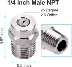 img 2 attached to Stainless Steel Surface Cleaner Tips With 25 Degree Angled Spray, 2.5 Orifice, 1/4'' Male NPT, 4500 PSI Threaded Nozzles - Pack Of 4 By MUTURQ