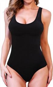 img 4 attached to SULTRIA Women's Scoop Neck Top Bodysuit Jumpsuit: A Stylish Must-Have!