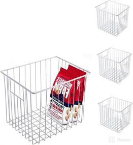 img 4 attached to 🧺 Deep Wire Farmhouse Storage Baskets for Refrigerator Freezer, Kitchen, Pantry, Cabinet, Car, Bathroom - Pearl White, 4 Pack