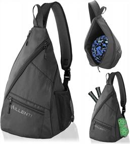 img 4 attached to Рюкзак через плечо Millenti Sling Bag - крюк для забора, держатель для бутылки с водой и сумка для баскетбола / пиклбола для мужчин и женщин (PB01B)